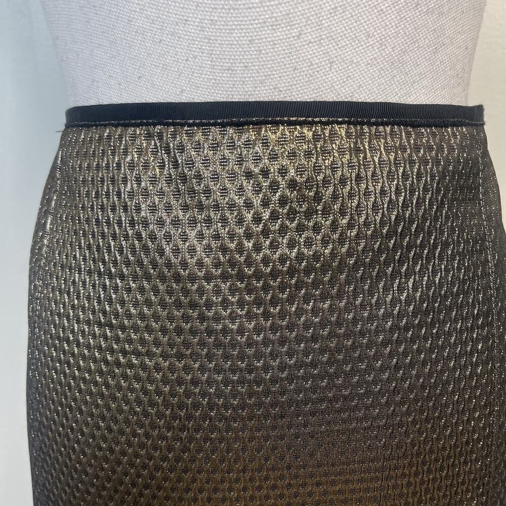 M.S.S.P. Skirt sz 12 Gold Diamonds Straight Knee Pleats Career Cocktail Wedding - Picture 3 of 7